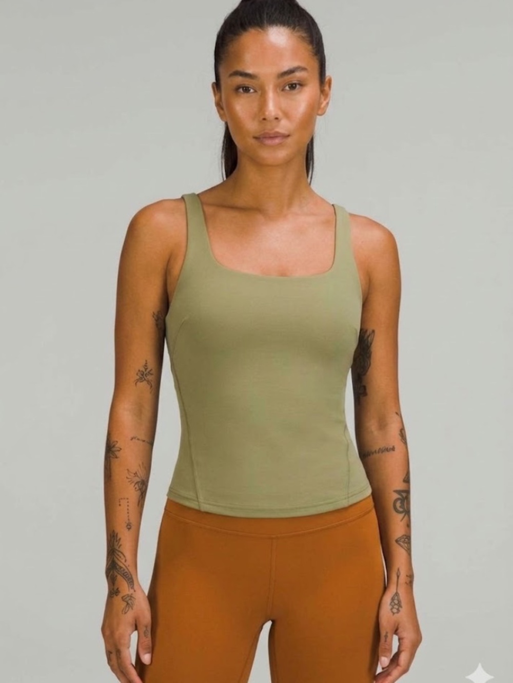 lululemon athletica Olive Green Square-Neck Tank Top